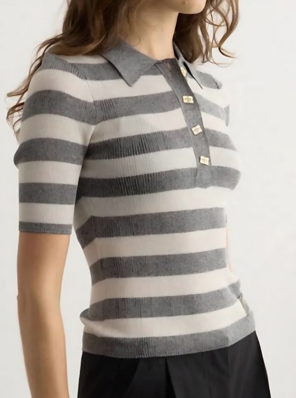 Ganni Striped Polo Top NWT - Picture 2 of 3